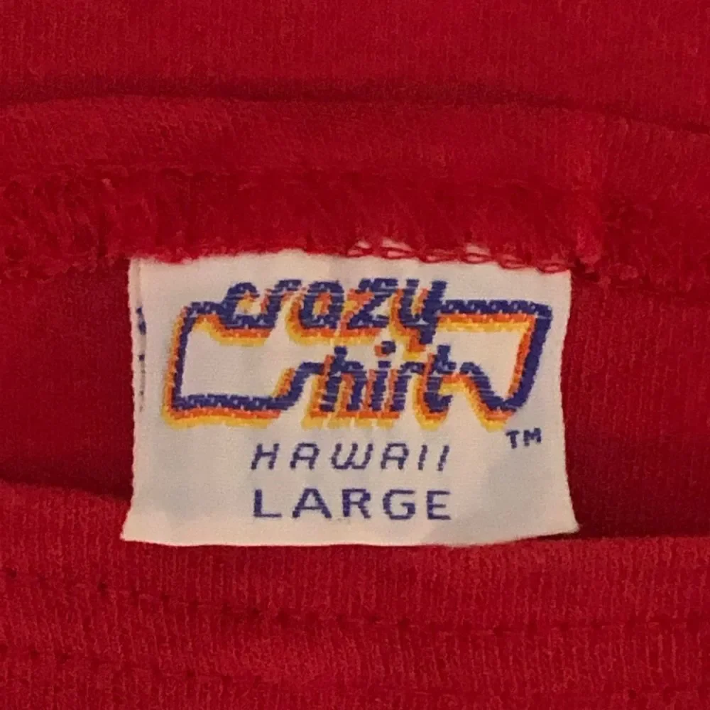 Vintage 70’s 80’s Rare CRAZY SHIRTS HAWAII Red Hibiscus Flowers Shirt Sz Large